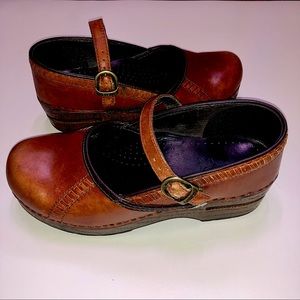 Dansko Brown Leather Mary Jane Clog